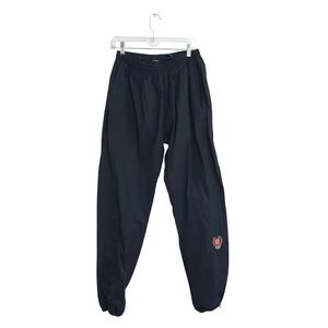 SEASON 5 Black Track Pants Embroidered Crest Logo Elastic Waist Size M